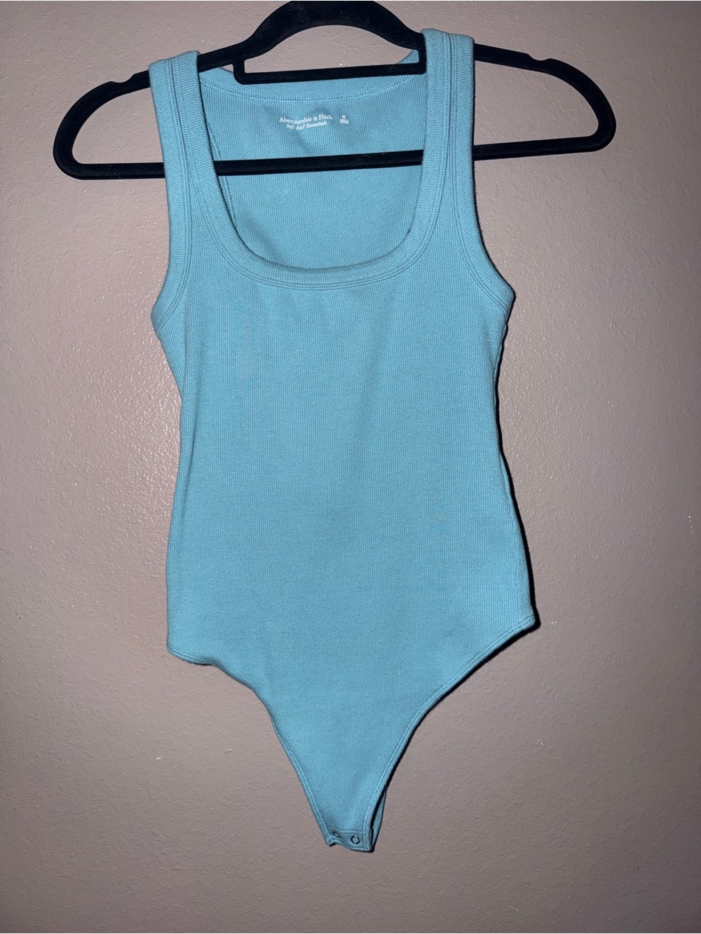 Abercrombie & Fitch Sky Blue Ribbed Scoop Neck Bodysuit
